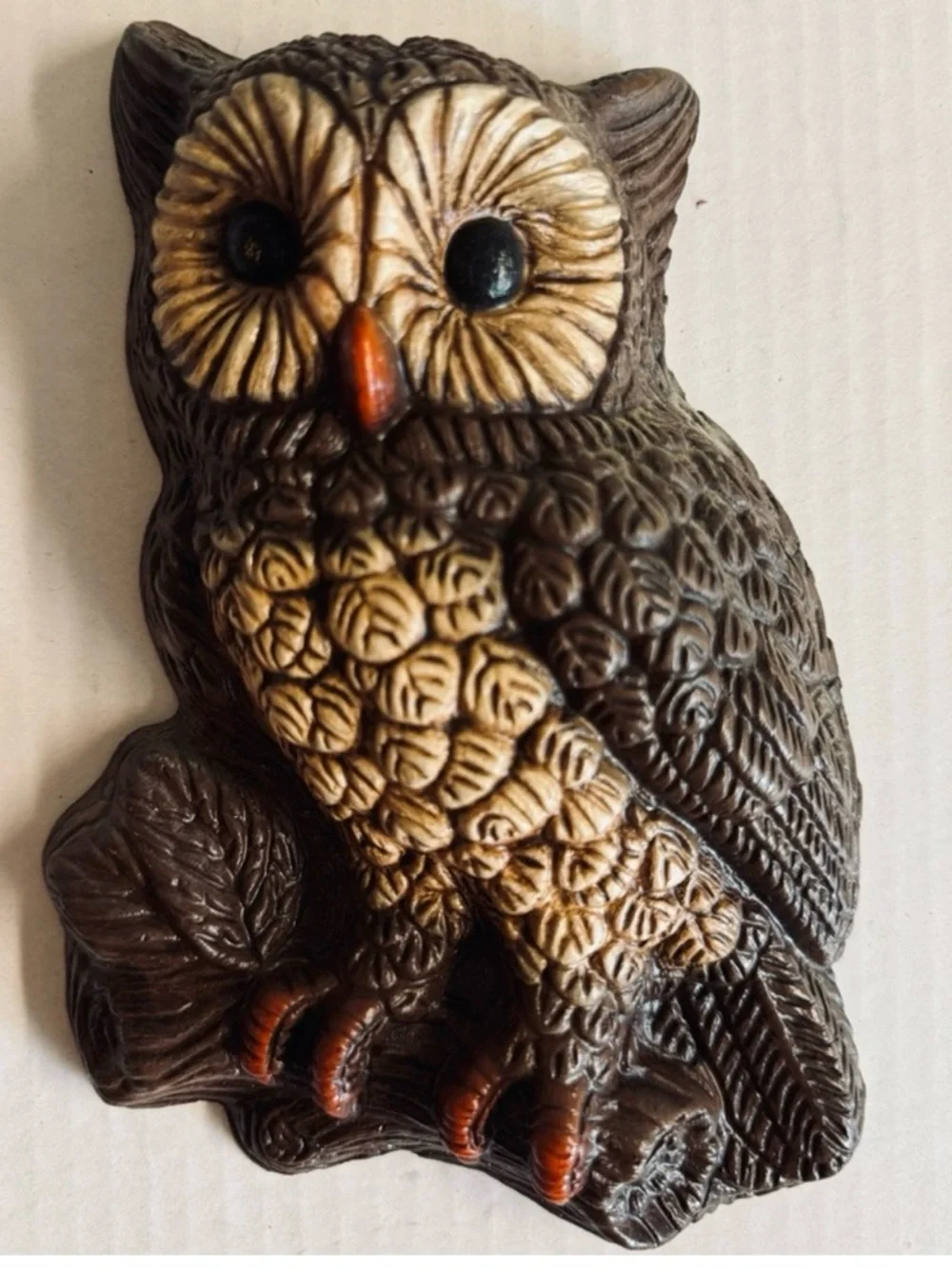 4 HOMCO Vintage 70s Adorable Rustic Brown Owl Wall Decor Set of 4